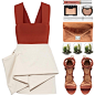 A fashion look from May 2016 featuring red bandeau top, short white skirt and rubber sole shoes. Browse and shop related looks.