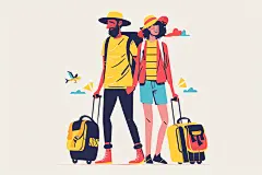 扁平风旅游手绘山野插画