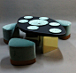 Sgabello basso imbottito in tessuto SATEL By Binome design Ingrid Michel, Frédéric Pain : Acquista on-line Satel By binome, sgabello basso imbottito in tessuto design Ingrid Michel, Frédéric Pain, Collezione celeste and satel