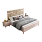 喜喜睡 美式轻奢实木床1.8米樱桃木现代简约软包床双人床原创设计