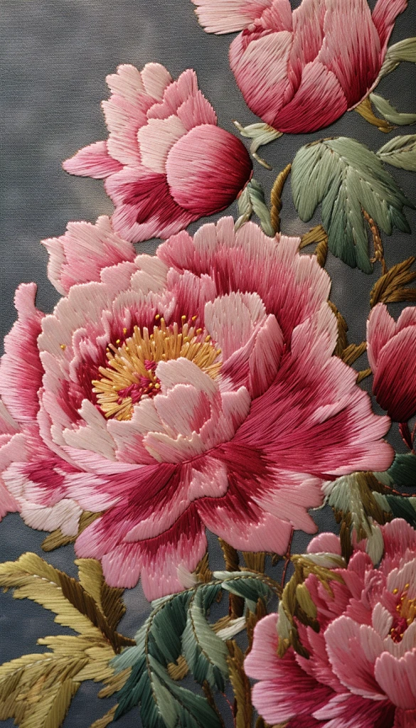 花开富贵中国风牡丹花卉刺绣装饰画-花瓣网