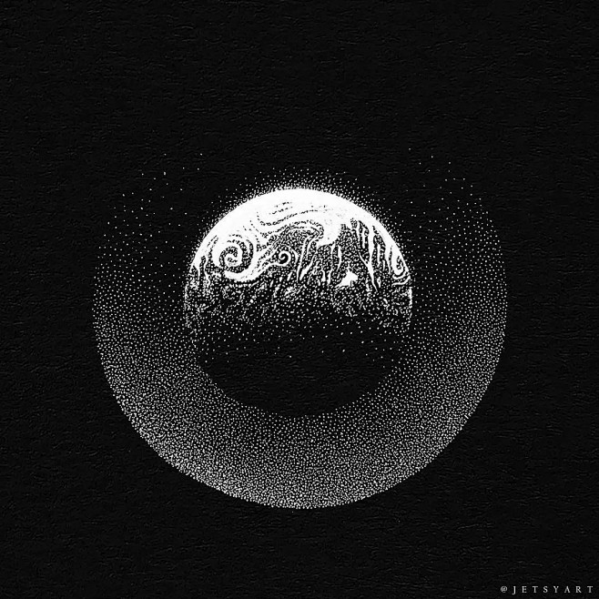 看了他的插画，感觉自己到了宇宙太空