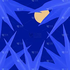 夜晚室外景观以月亮和树木植物抽象背景纹理向量和插画平面设计风景