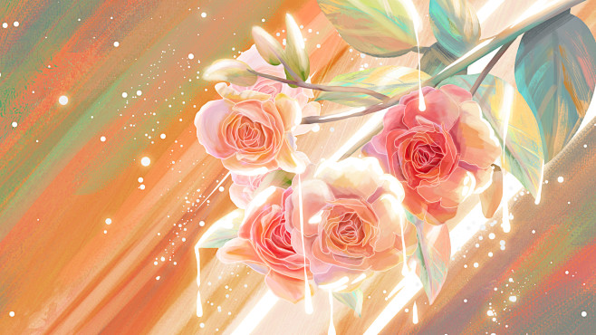 【PSD分层素材可下载】唯美插画 花朵插...