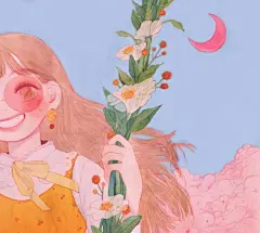 #飞乐鸟分享#  
水彩+色铅笔手绘插画
充满了粉色桃子味儿的女孩儿呀~
插画来自作者Ins：fommy__y ​​​​