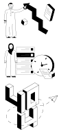 时尚黑白成人教育平台学习UI场景插画Sketch、AI格式素材-淘宝网