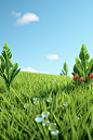 Clean grass, a wide-angle， 3d rendering，Unreal Engine ，octane render ， behance