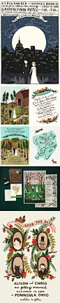 Custom illustrated wedding invitations and save the dates by Anna Bond of Rifle Paper Company.: 