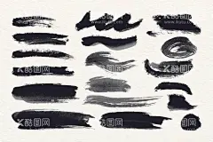 手绘毛笔笔画笔触图片  - 源文件下载【酷图网】手绘毛笔笔触,毛笔笔画,毛笔笔触,矢量笔触,毛笔线条,中国风,传统绘画,水墨笔触,笔触背景,墨迹喷溅,黑色,墨迹,笔触,毛笔,笔刷,肌理,纹理,墨水,水墨