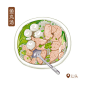 手绘水彩 美食食物 插图插画涂鸦 地方特色 小吃 汕头美食 鱼丸汤 绘图 吃货福利 by folles