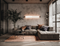 Interior design living room bedroom modern LOFT Minimalism visualization kitchen
