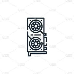 Gpu图标向量来自硬件概念。gpu可编辑笔触的细线插图。Gpu线性符号用于web和移动应用程序，标志