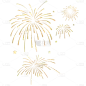 春节2024元旦倒计时跨年过年烫金鎏金烟花时钟元素素材