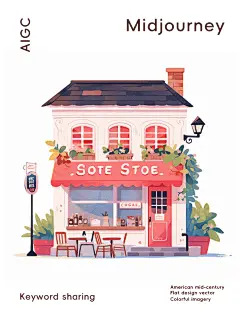 咒语分享复古风咖啡店扁平风插画☕AIGC - 小红书