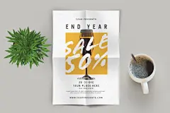 年终新年礼物促销广告海报传单模板可编辑PSD设计素材下载 New Year Sale Flyer