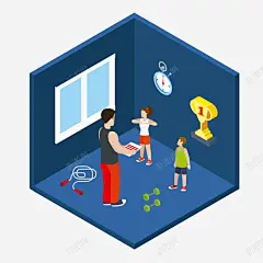 彩色体育健身课卡通插画 设计图片 免费下载 页面网页 平面电商 创意素材