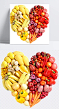 水果蔬菜拼盘|水果蔬菜拼盘,黄色,红色,爱心形状,其他,背景图