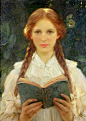 Girl with Pigtails - Samuel Henry William Llewellyn