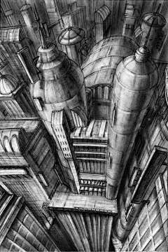 黑白线稿 场景建筑 动漫场景 (6) (2)