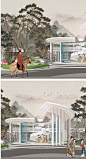 2023PS竞赛古风效果图psd免扣素材地产公园景观古风效果图ps素材