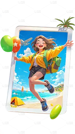 劳动节卡通软3D拍立得图框元素