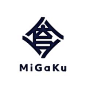 其中包括图片：磨の漢字が家紋のようにシンボル化されたMiGaKuのロゴ