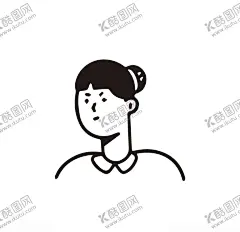 丸子头女孩 【酷图网】卡通人物,简笔画,卡通漫画,人物形象,黑白线条,矢量图