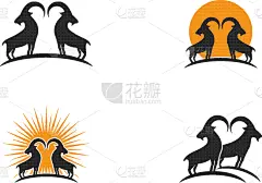 山羊,品牌名称,模板,商务,野生动物,哺乳纲,动物,有角的,剪影