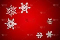 圣诞红底色配白纸雪花，复制空间