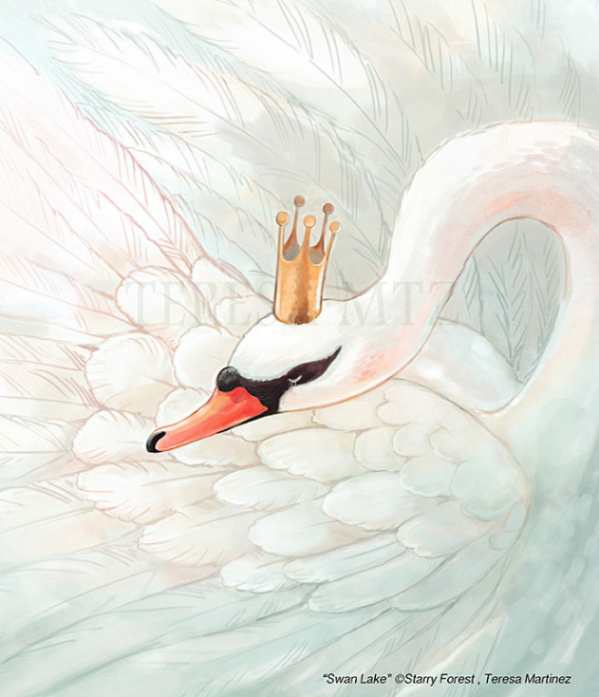 插了个画墨西哥插画师teresamtz版天鹅湖配色像鹅毛一样轻灵可爱67