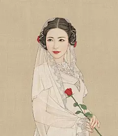 惊艳手绘插画：古风线条画出女子极致的美@千景绘