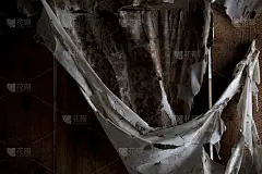 旧的风化墙纸优雅地挂在墙上