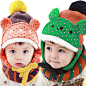 新生婴儿帽秋冬季韩版男女宝宝0-3岁儿童护耳毛线帽子围巾两件套-tmall.com天猫