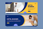 Flat hotel banner template with photo