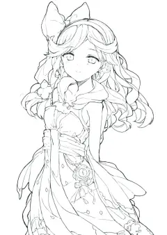 超甜美日漫美少女线稿临摹素材