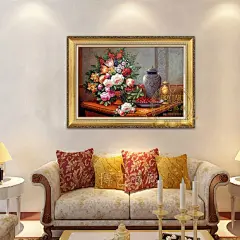 纯手绘油画酒店客厅别墅餐厅办公室挂画 古典宫廷花卉装饰画定制-淘宝@北坤人素材