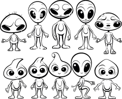 Ai产生的 外星人 生物 线条艺术 卡通片 设计
