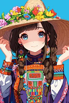 扁平化少数民族女孩图片