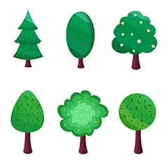绿色卡通手绘树木图标素材简笔画原创插画海报植物