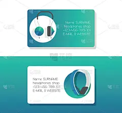 耳机矢量名片耳机听音乐耳机和现代音频dj设备插图套背景图案头盔音量设备技术名片背景横幅