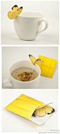 Yellow butterfly tea bag designer Yena Lee design evolution from the appearance of the packaging of tea, to attract the attention of consumers.