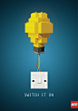 LEGO Poster : A response to my 1st year University brief - to create a poster persuading parents to buy LEGO for their children. Focusing on the endless possibilities and motivational effects on the young ones. Treating LEGO as a stimulant that can switch