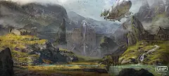 中世纪_乡村风景_山_场景_作品编号:131891_高清CG插画、原画下载_千画网588art.com