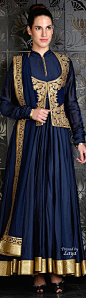 Blue Anarkali Suit with Golden embroidery...: 