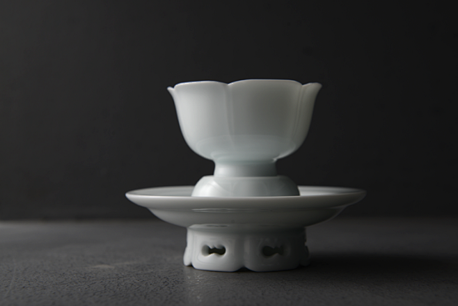 谈得来 仿宋 青白瓷高足盏 茶杯 带托 ...