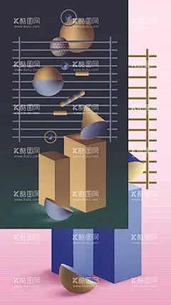 3D立体 创意 炫彩 抽象  - 源文件下载【酷图网】3D立体,创意,炫彩,抽象,几何图形,渐变,图案,封面海报