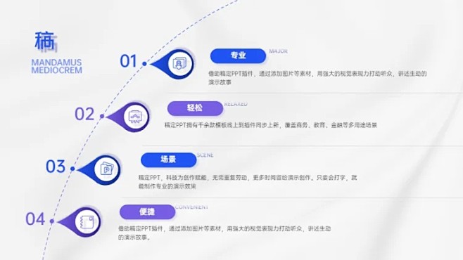并列递进关系4项PPT图文页
