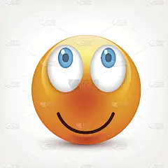 蓝眼睛的笑脸，表情包。黄脸带着情绪。面部表情。3 d现实emoji。伤心,高兴,生气的脸。有趣的卡通