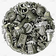 乱画,比尔,漫画,饮料,华丽的,含酒精饮料,菜单,贺卡,计划书,啤酒节