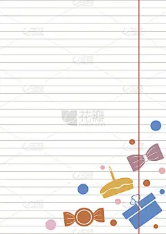矢量空白的信件或贺卡。白色的纸形成彩色的礼物，糖果，线和边界。A4格式大小。